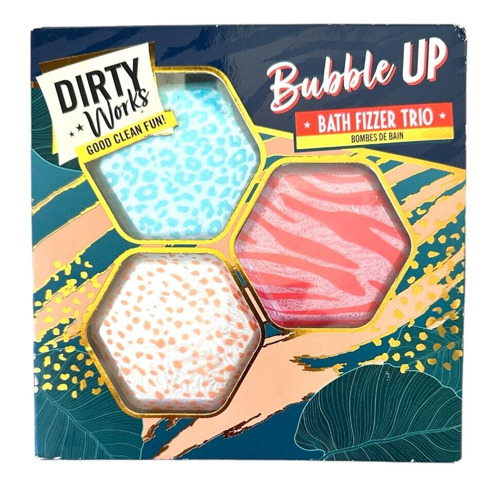 Dirty Works: Bubble UP Bath Fizzer Trio - Coral Teal White Shimmer 2.12ozx3